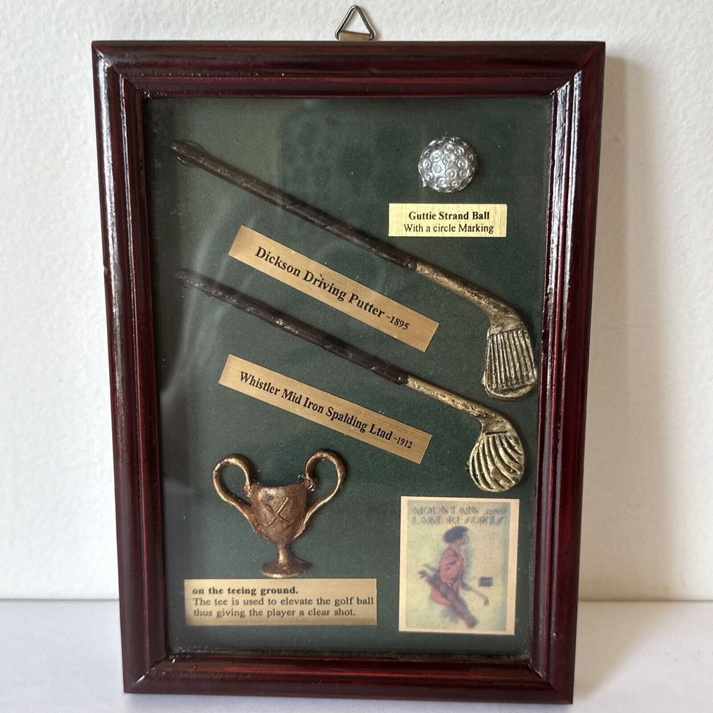 Development  Golf Ball Club Iron Wood History 3D‎ Framed Shadow Box Display